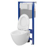 mini: Zestaw Stelaż Podtynkowy Miska WC CleanOn Z Deską Moduo Biały S701-814 Cersanit (2)