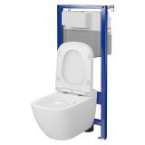 mini: Zestaw Stelaż Podtynkowy Miska WC CleanOn Z Deską Caspia Biały S701-803 Cersanit (2)