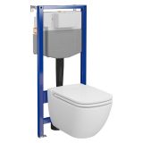 mini: Zestaw Stelaż Podtynkowy Miska WC CleanOn Z Deską Caspia Biały S701-803 Cersanit (3)