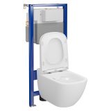 mini: Zestaw Stelaż Podtynkowy Miska WC CleanOn Z Deską Caspia Biały S701-803 Cersanit (4)