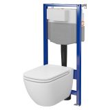 mini: Zestaw Stelaż Podtynkowy Miska WC CleanOn Z Deską Caspia Biały S701-804 Cersanit (1)