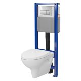 mini: Zestaw Stelaż Podtynkowy Z Przyciskiem Miska WC Z Deską Parva Biały S701-894 Cersanit (1)