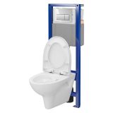 mini: Zestaw Stelaż Podtynkowy Z Przyciskiem Miska WC Z Deską Parva Biały S701-894 Cersanit (2)