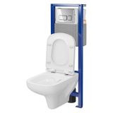 mini: Zestaw Stelaż Podtynkowy Z Przyciskiem Miska WC Z Deską Colour Biały S701-768 Cersanit (2)