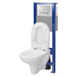mini: Zestaw Stelaż Podtynkowy Z Przyciskiem Miska WC Z Deską Arteco Biały S701-787 Cersanit (2)