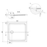 mini: Brodzik Kwadratowy 80x4 Tako Biały S204-009 Cersanit (3)