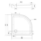 mini: Brodzik Półokrągły 90x16 Ze Zintegrowanym Panelem Tako Biały S204-004 Cersanit (3)