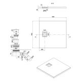 mini: Brodzik Kwadratowy 90x4 Z Syfonem Tako Slim Biały Matowy S932-158 Cersanit (3)