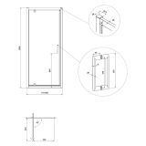 mini: Drzwi Prysznicowe Pivot 80x190 Szkło Transparentne Arteco Czarny S913-011 Cersanit (3)