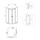 mini: Kabina Półokragła 80x80x190 Szkło Transparentne Arteco Czarny S913-013 Cersanit (3)