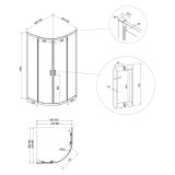 mini: Kabina Półokragła 90x90x190 Szkło Transparentne Arteco Czarny S913-014 Cersanit (3)