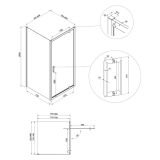 mini: Kabina Kwadratowa Pivot 80x80x190 Szkło Transparentne Arteco Czarny S913-015 Cersanit (3)