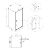 mini: Kabina Kwadratowa Pivot 90x90x190 Szkło Transparentne Arteco Czarny S913-016 Cersanit (3)