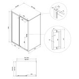 mini: Kabina Prostokątna 100x80x190 Szkło Transparentne Arteco Czarny S913-017 Cersanit (3)