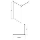 mini: Walk-In 120x200 Szkło Transparentne Mille Czarny S161-004 Cersanit (2)