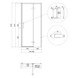 mini: Drzwi Kabiny 80x195 Prawe Szkło Transparentne Larga Złoty Matowy S164-061 Cersanit (3)