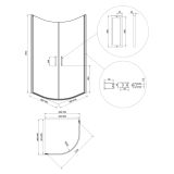mini: Kabina Półokragła 90x90x195 Drzwi Pełne Szkło Transparentne Moduo Chrom S162-017 Cersanit (3)