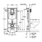 Stelaż WC Rapid SL 3w1 Z Puszką Rewizyjną Do Małych Przycisków Z Przyciskiem Skate Cosmopolitan Phantom Black 39750001+37535KF0 Grohe