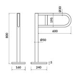 mini: Uchwyt Podłogowy Uchylny 60cm Do WC Etiuda Chrom K97-036 Cersanit (2)
