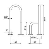 mini: Uchwyt Ścienny Stały 55cm Do Umywalki Lewy Etiuda Chrom K97-030 Cersanit (2)