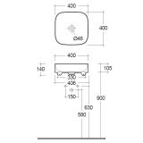 Umywalka Ceramiczna Nablatowa Kwadratowa 40X40 Resa Biały mat 58CW3053 Kludi