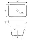 Umywalka Nablatowa 58x38 cm Prostokątna Cori 2.0 Biały Połysk CEEX.6901.580.WH Excellent