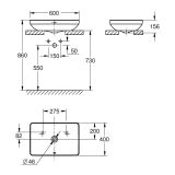 Umywalka Nablatowa 60x40cm Z Przelewem Euro 2.0 Biel Alpejska 102434SH00 Grohe