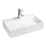 Umywalka Nablatowa 610x365x130 mm Z Otworem Na Baterię Maro Biały 8470-1 Emporia