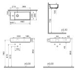 Umywalka Nablatowa Archiplan 60x28 Z Otworem Na Baterię Po Lewej Biała 7408B003-0052 Vitra