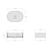 mini: Umywalka Nablatowa Core 55x36 Biały 7336 Galassia (2)