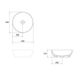 mini: Umywalka Nablatowa Okrągła 40x40 Larga Antracyt Mat K677-019 Cersanit (3)
