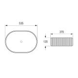 Umywalka Nablatowa Ryflowana 535x370x135 mm Rio Biały 8871 Emporia