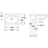 Umywalka Wpuszczana W Blat O.Novo 56x40 CeramicPlus Weiss Alpin 416156R1 Villeroy&Boch