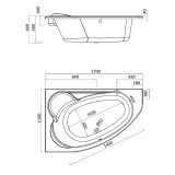 mini: Wanna Asymetryczna 170x110 Lewa Kaliope Biały S301-114 Cersanit (3)
