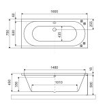 Wanna Do Zabudowy Oceana Slim 160x75 Antracyt Mat WAEX.OCE16ANMS Excellent