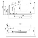 Wanna Narożna Lewa 150x85 cm Magnus Biały Połysk WAEX.MGL15WH Excellent