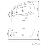 Wanna Narożna Lewa 160x100 cm Aquaria Comfort Biały Połysk WAEX.AQL16WH Excellent