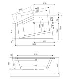 Wanna Narożna Lewa 160x100 cm Vesper Biały Połysk WAEX.VEL16WH Excellent