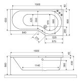 Wanna Narożna Lewa 160x80 cm Be Spot Biały Połysk WAEX.BSL16WH Excellent