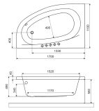 Wanna Narożna Lewa 170x110 cm Kameleon Biały Połysk WAEX.KML17WH Excellent
