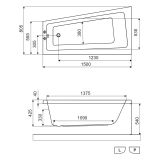 Wanna Narożna Prawa 150x80 cm Ava Side Biały Połysk WAEX.AVP15WH Excellent