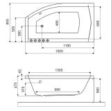 Wanna Narożna Prawa 150x85 cm Magnus Biały Połysk WAEX.MGP15WH Excellent