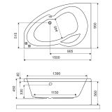 Wanna Narożna Prawa 150x95 cm Newa Plus Biały Połysk WAEX.NEP15WH Excellent