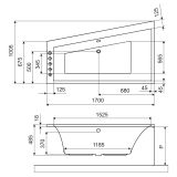 Wanna Narożna Prawa 170x100 cm Sfera Slim Biały Połysk WAEX.SFP17WHS Excellent