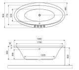 Wanna Owalna 190x95 cm Lumina Biały Połysk WAEX.LUM19WH Excellent