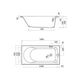 mini: Wanna Prostokątna 140x70 Flavia Biały S301-104 Cersanit (3)