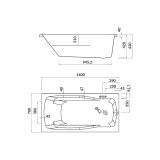mini: Wanna Prostokątna 140x70 Lana Biały S301-160 Cersanit (3)