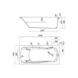 mini: Wanna Prostokątna 150x70 Lana Biały S301-161 Cersanit (3)