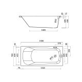 mini: Wanna Prostokątna 150x70 Nao Biały S301-242 Cersanit (3)