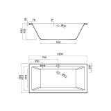 mini: Wanna Prostokątna 150x75 Intro Biały S301-066 Cersanit (3)